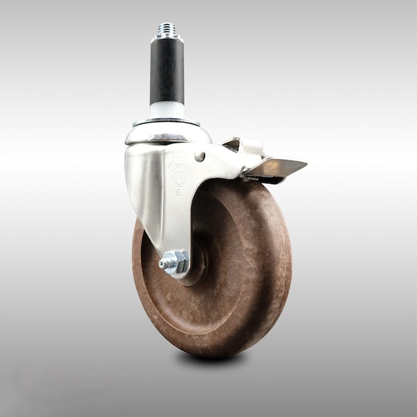 Service Caster 5 Inch 316SS High Temp Glass Filled Nylon 1-1/8 Inch Stem Caster Lock Brake SCC SCC-SS316TTLEX20S514-GFNSHT-118 - main